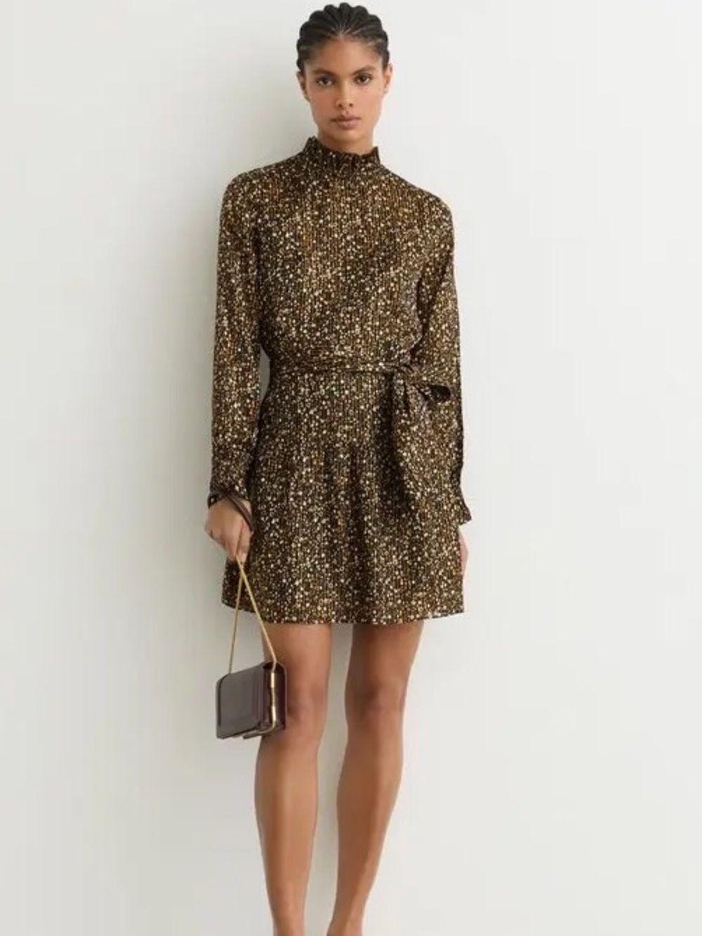 Reiss Women’s Darci Floral Metallic Flippy Mini Dress Size 4 New